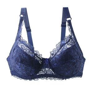 Navy Lace Push-up Bra, Medium